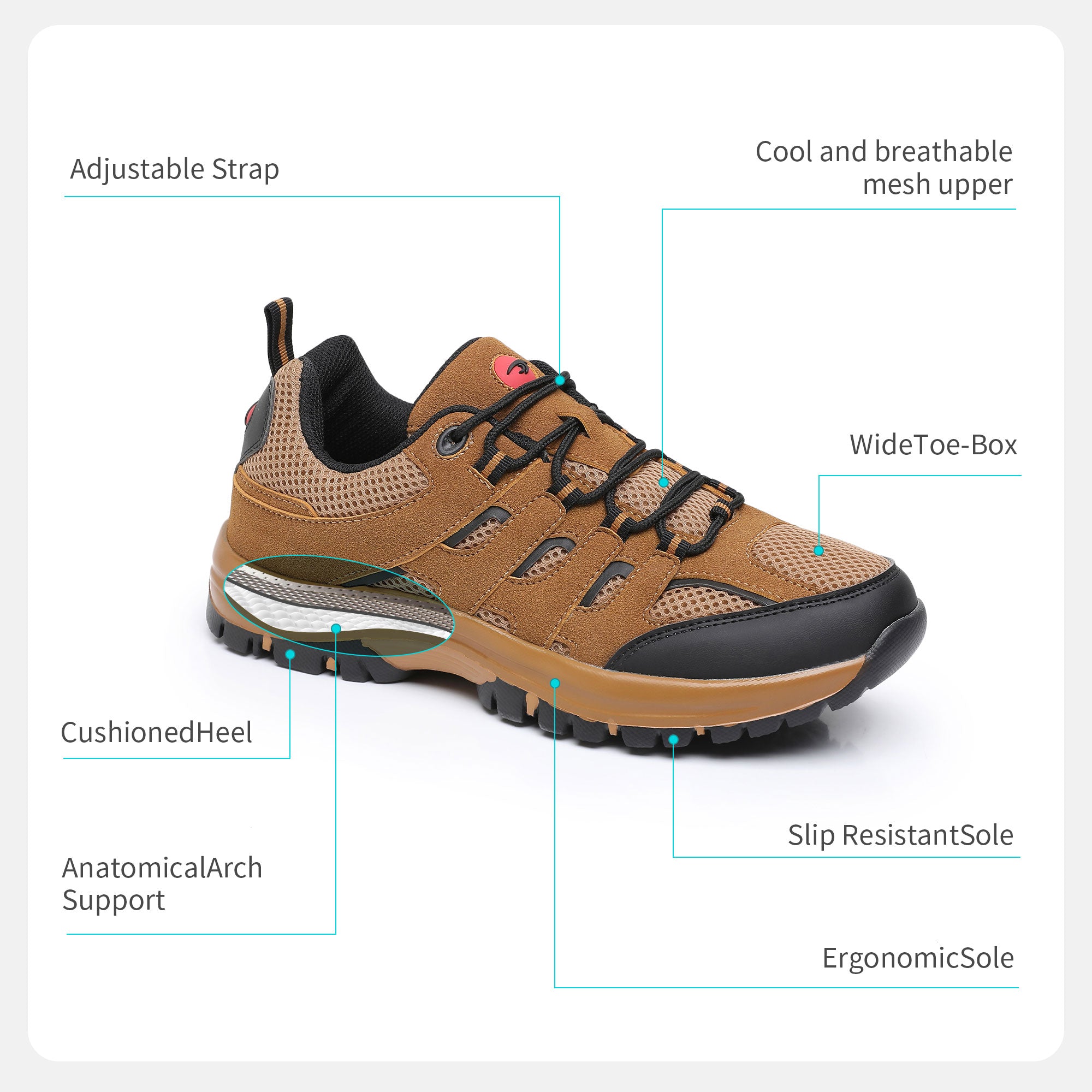 WEDXDEW Men's Sports Hiking Travel Outdoor Waterproof Wear Resistant Leisure Shoes